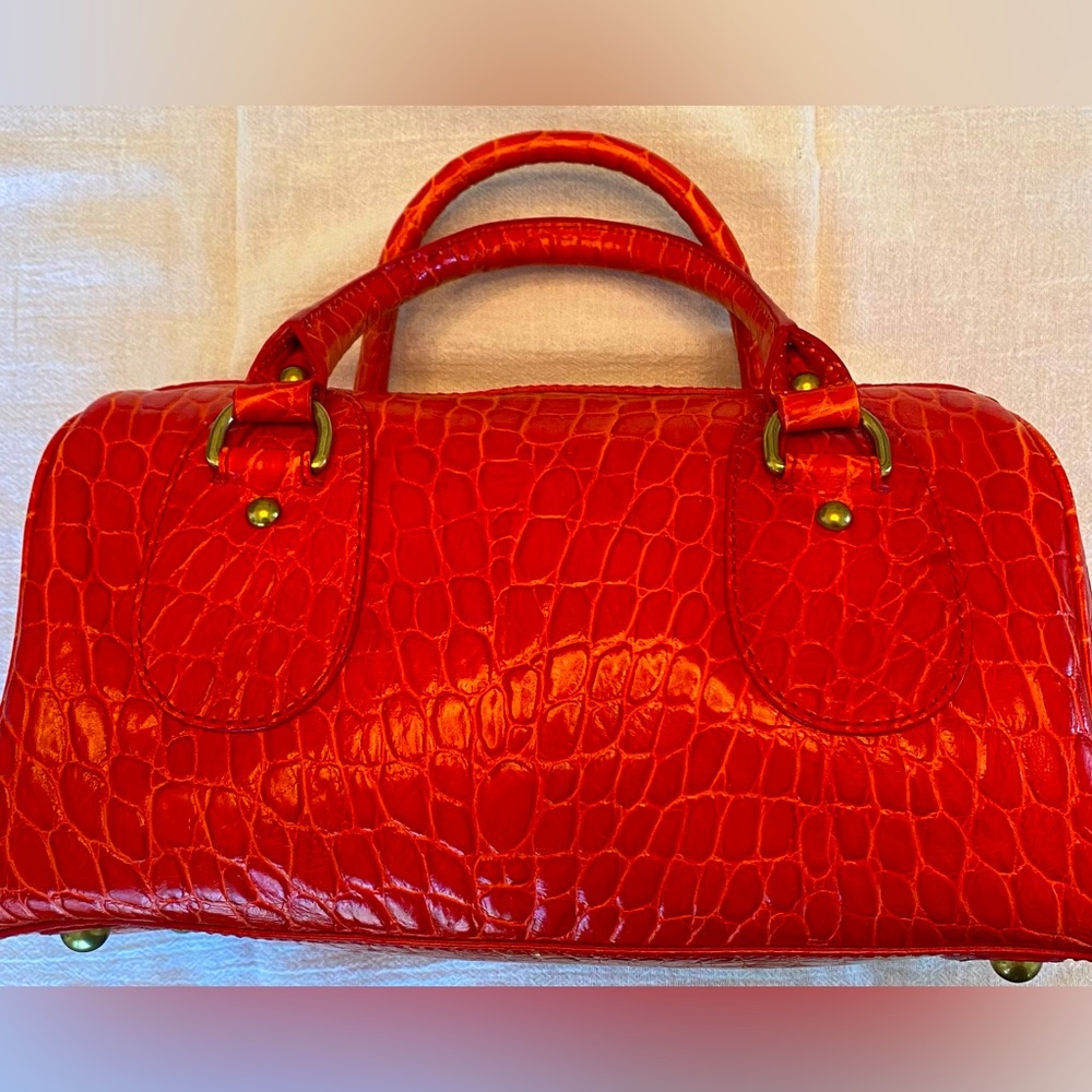 Banana Republic- red leather croc embossed purse